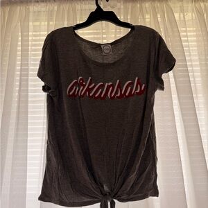 Arkansas Graphic Tie-Front Tee - Gray